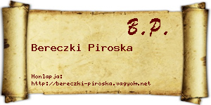 Bereczki Piroska névjegykártya